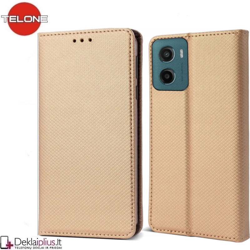Telone atverčiamas dėklas - auksinės spalvos (Motorola Moto G05/E15) Telone atverčiamas dėklas - auksinės spalvos (Motorola Moto G05/E15)